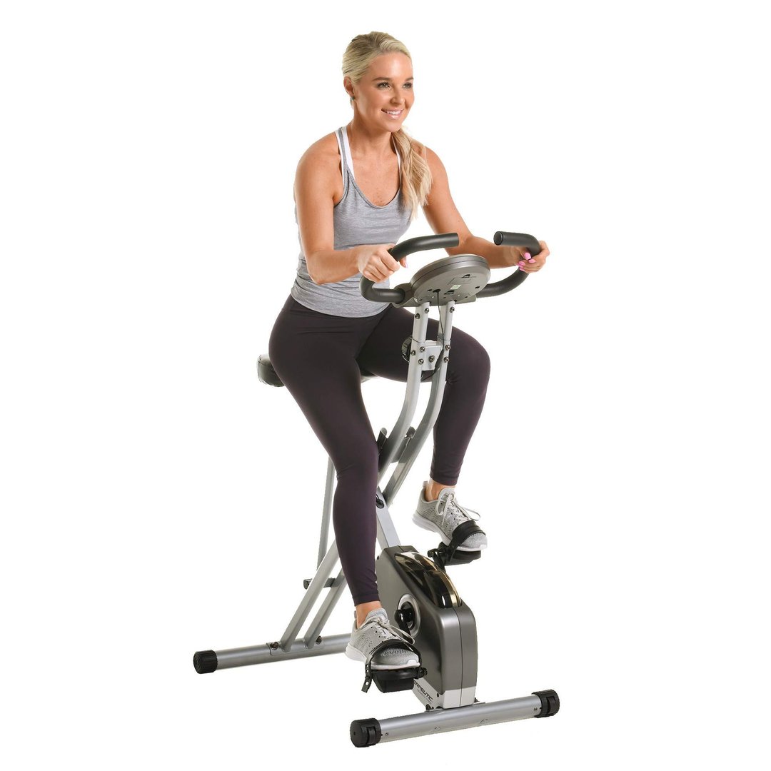 Exerpeutic 250XL Folding Magnetic Upright Bike with Pulse Monitoring, Silver