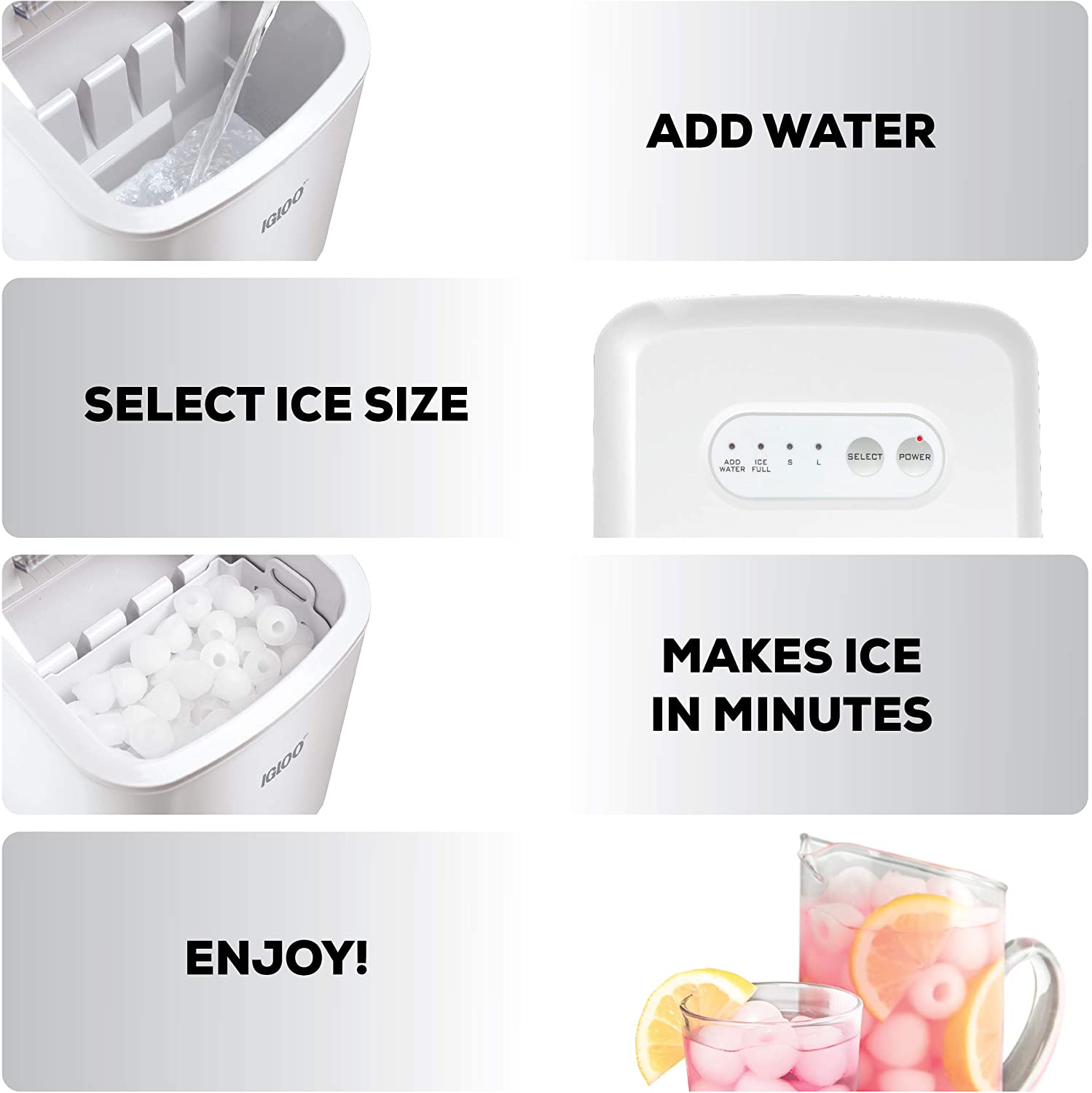 Igloo ICEB26WH Automatic Portable Electric Countertop Ice Maker Machine