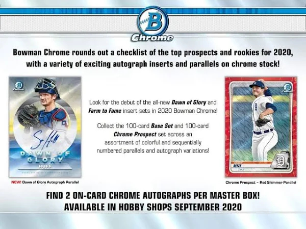 2020 Bowman Chrome Baseball - Hobby Box