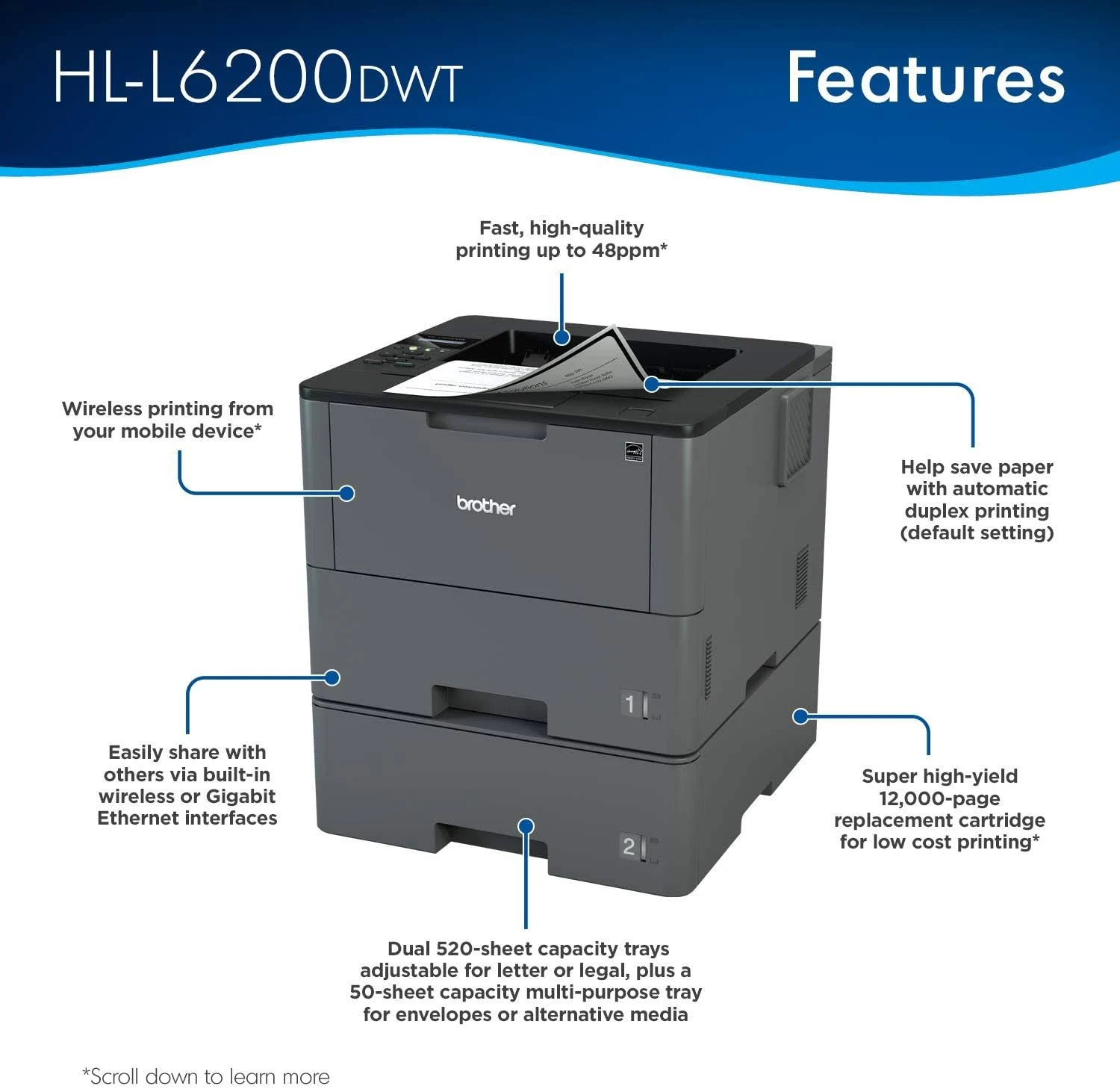 Brother HL-L6200DWT - Printer - Monochrome - Laser