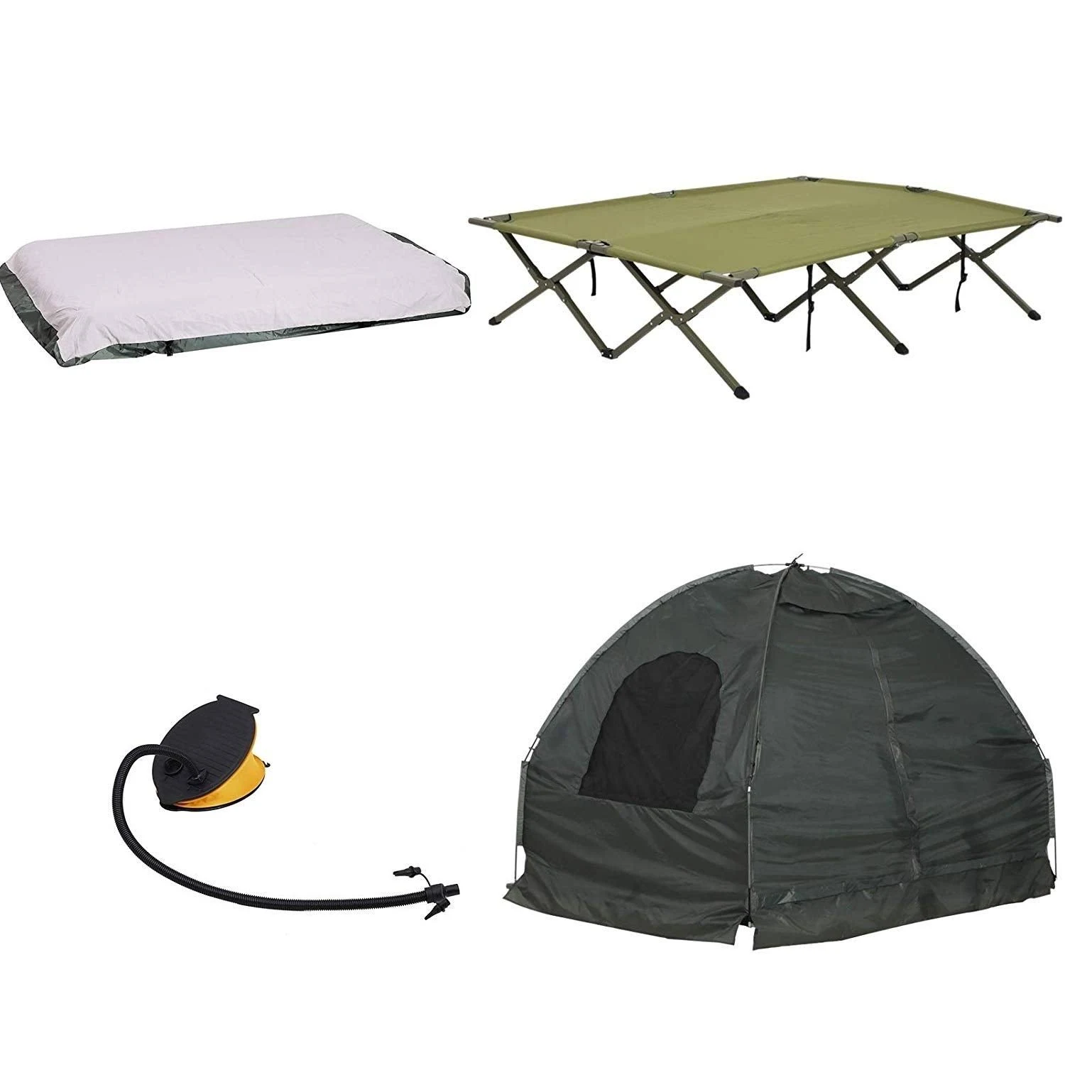 Outsunny 2-person Portable Elevated Camping Cot Tent Combo Set
