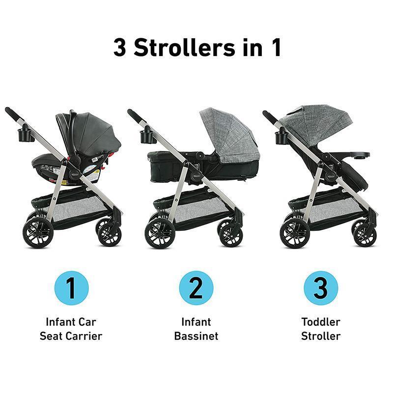 Graco Modes Pramette Travel System | Includes Baby Stroller with True Bassinet Mode