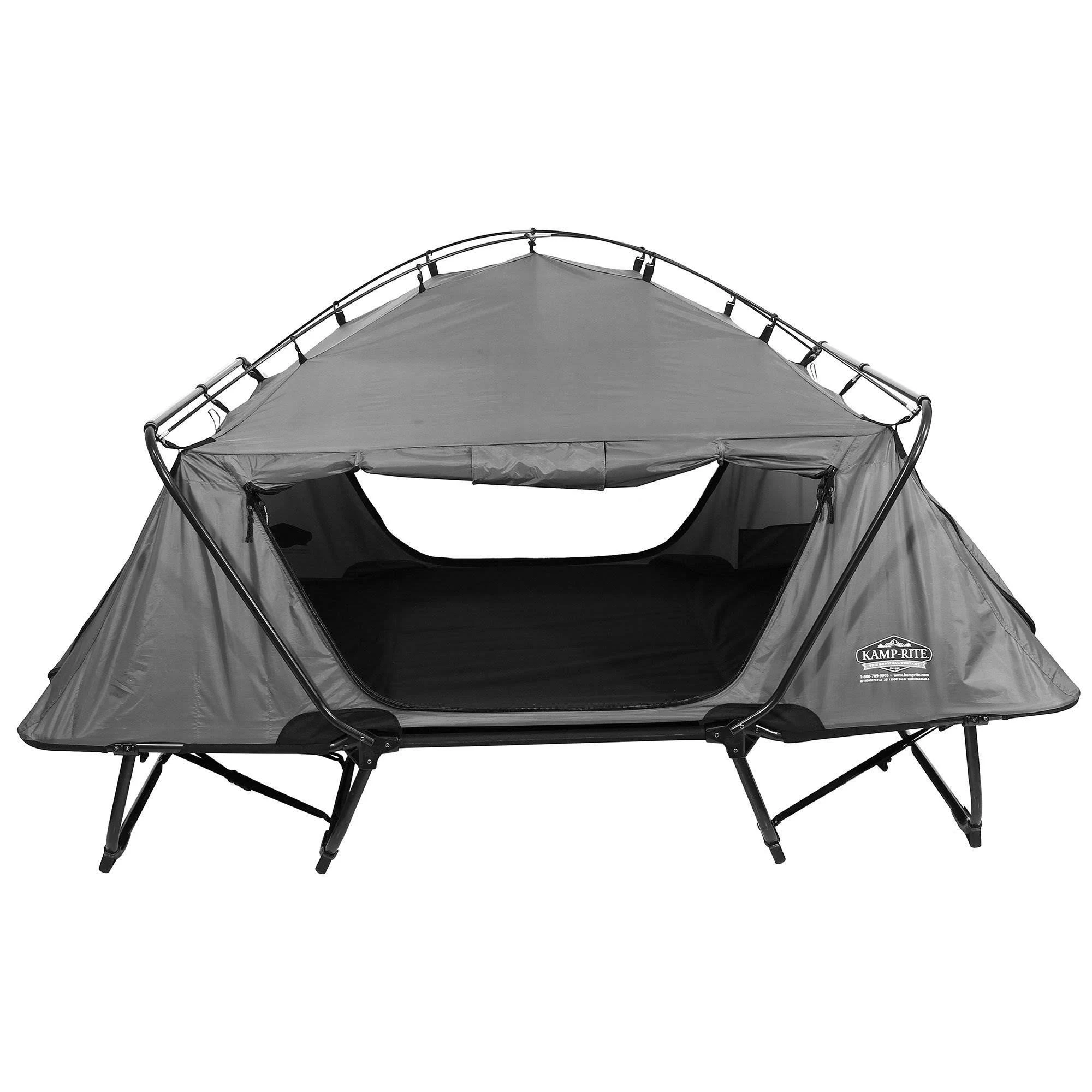 Kamp-Rite 2 Person Folding Off The Ground Camping Bed Double Tent Cot Gray