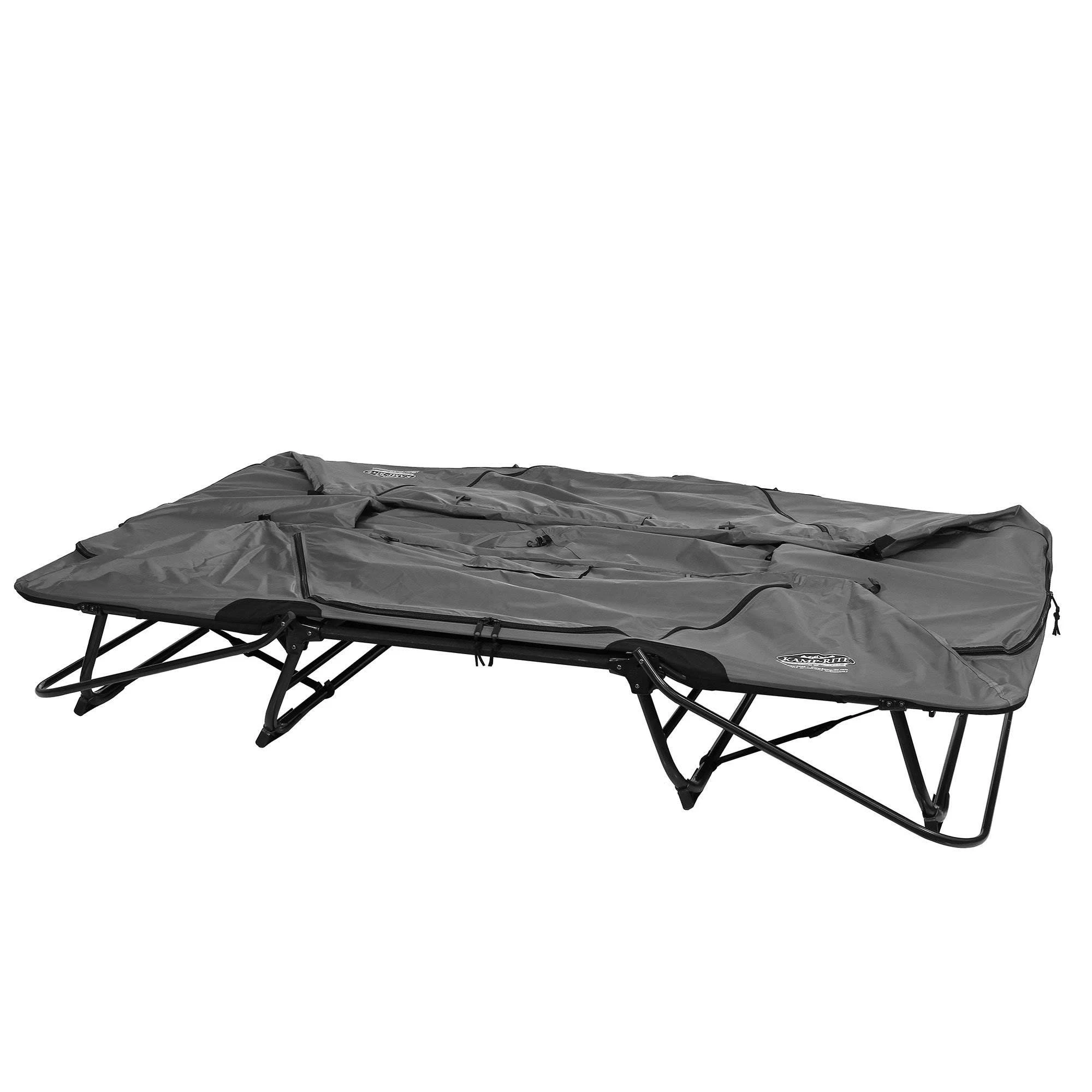 Kamp-Rite 2 Person Folding Off The Ground Camping Bed Double Tent Cot Gray