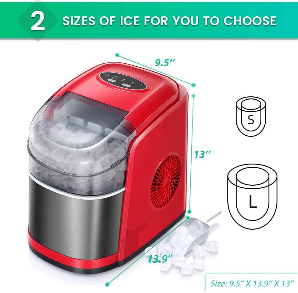 Kismile Counter top Ice Maker Machine - Black and Red