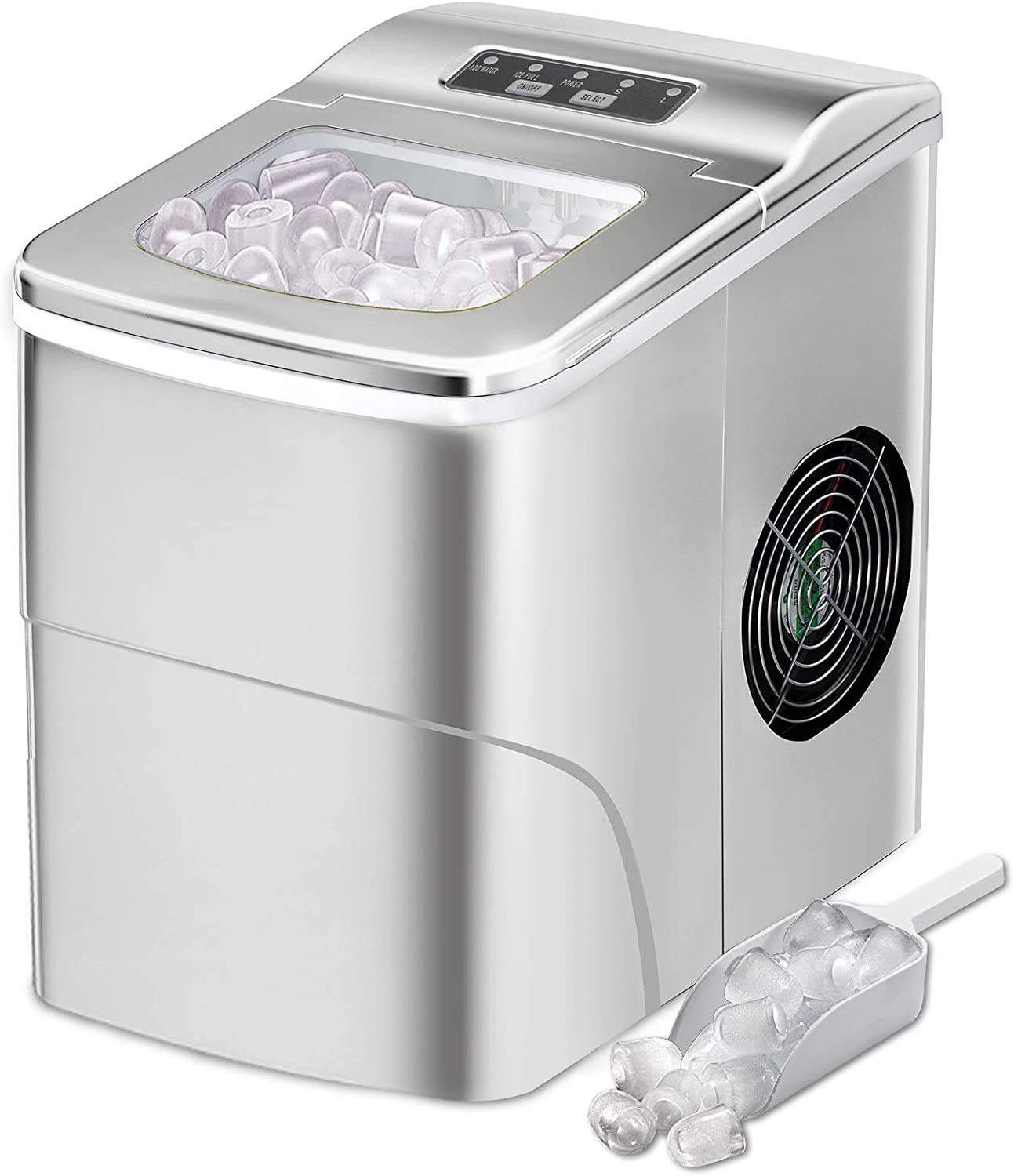 AGLUCKY Compact Automatic Ice Maker - Silver