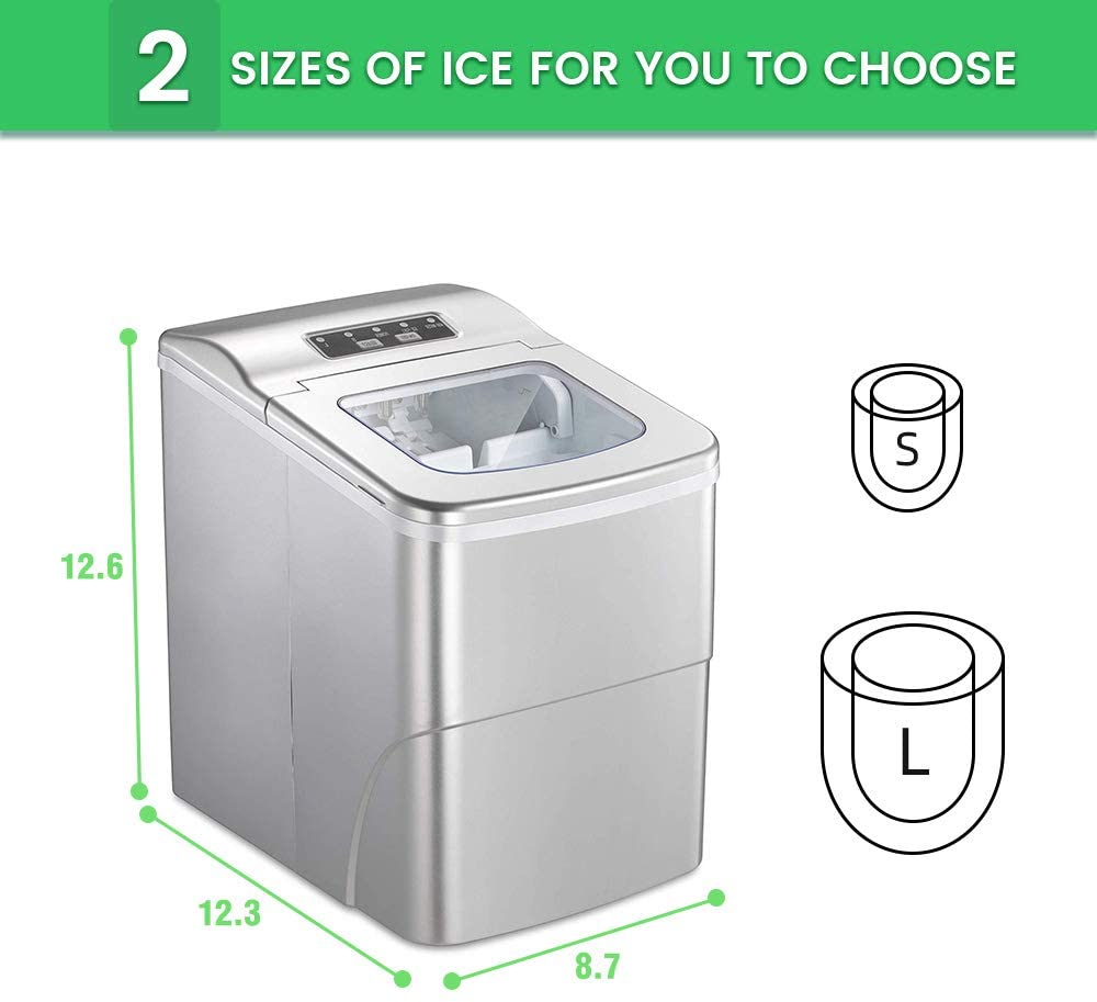 AGLUCKY Compact Automatic Ice Maker - Silver