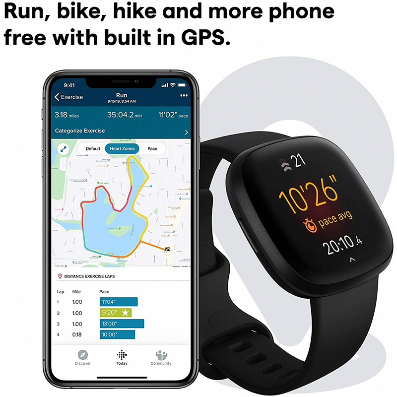 Fitbit Versa 3 Health & Fitness Smartwatch with GPS, 24-7 Heart Rate, Alexa Built-in