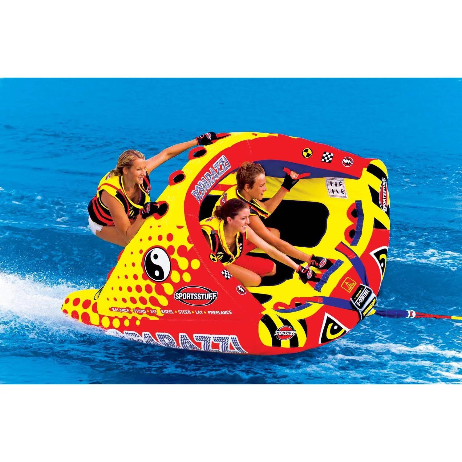Sportsstuff 53-1750 Poparazzi Triple Rider Inflatable Towable Tube w/ Tow Rope