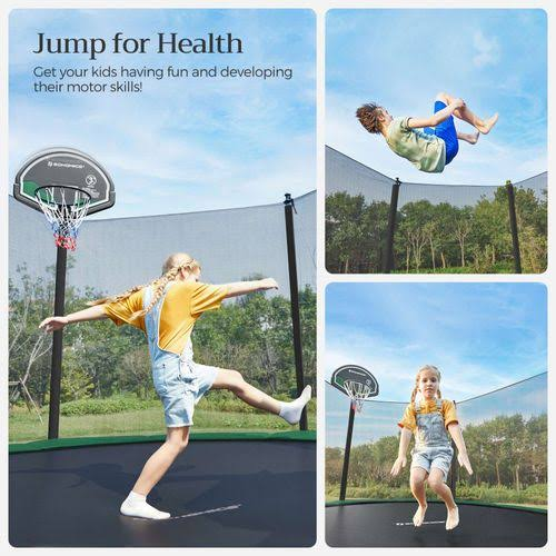 SONGMICS 15ft Trampoline with Basketball Hoop