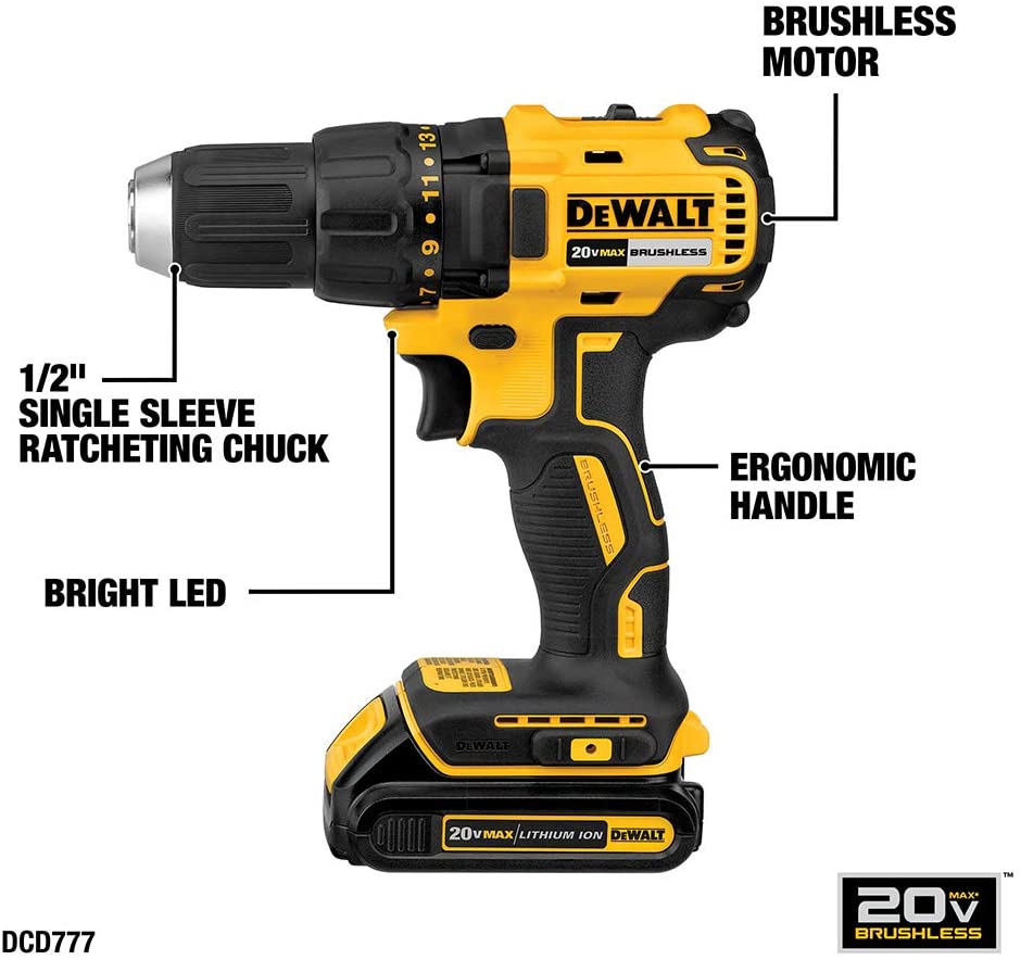 DEWALT 20V MAX Cordless Drill Combo Kit , Brushless, (DCK277C2)