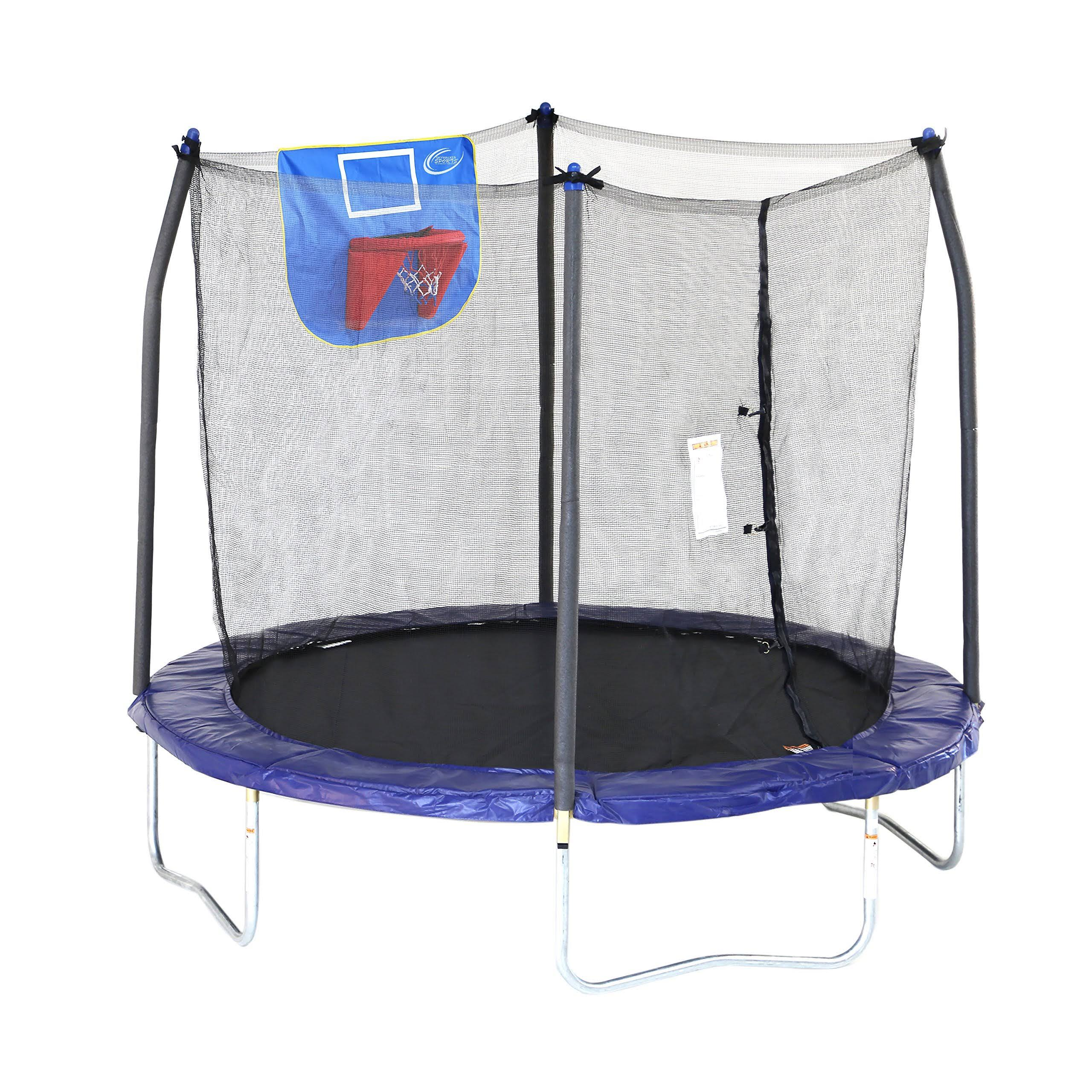 Skywalker Trampolines Jump N’ Dunk Trampoline with Safety Enclosure and Basketball Hoop, Blue, 12-Feet