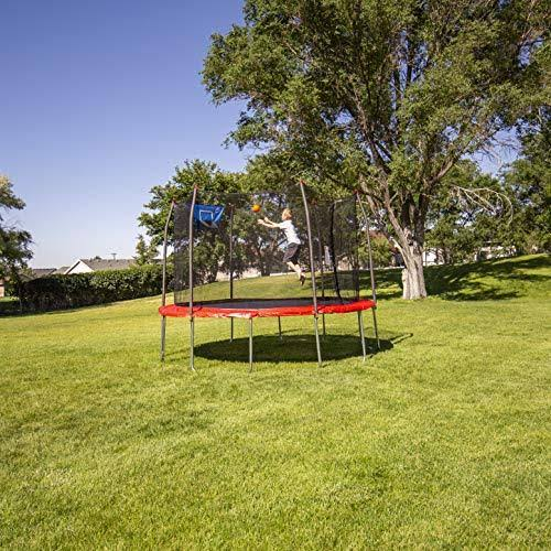 Skywalker Trampolines 12-Foot Jump N’ Dunk Trampoline with Enclosure Net Basketball Trampoline
