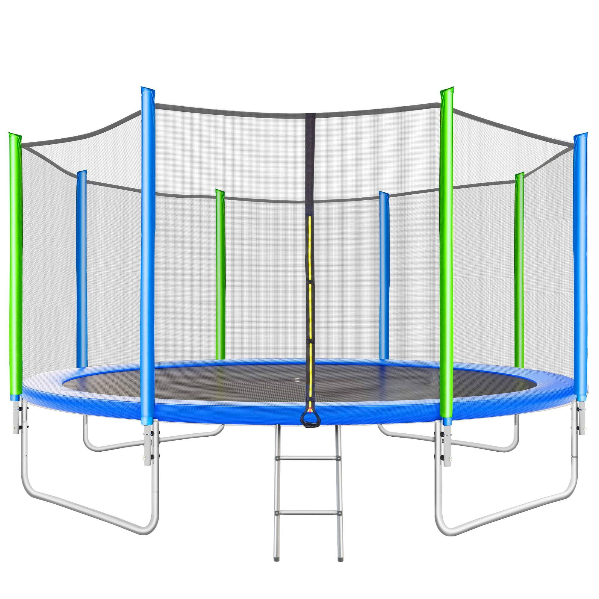 Merax 12ft 14ft 16ft Trampoline with Safety Enclosure Net, Wind Stakes and Ladder, Outdoor Trampoline for Kids, Adults