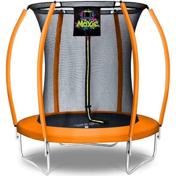 Moxie Pumpkin-Shaped Outdoor Trampoline with Top-Ring Frame Enclosure, 6 ft Orange