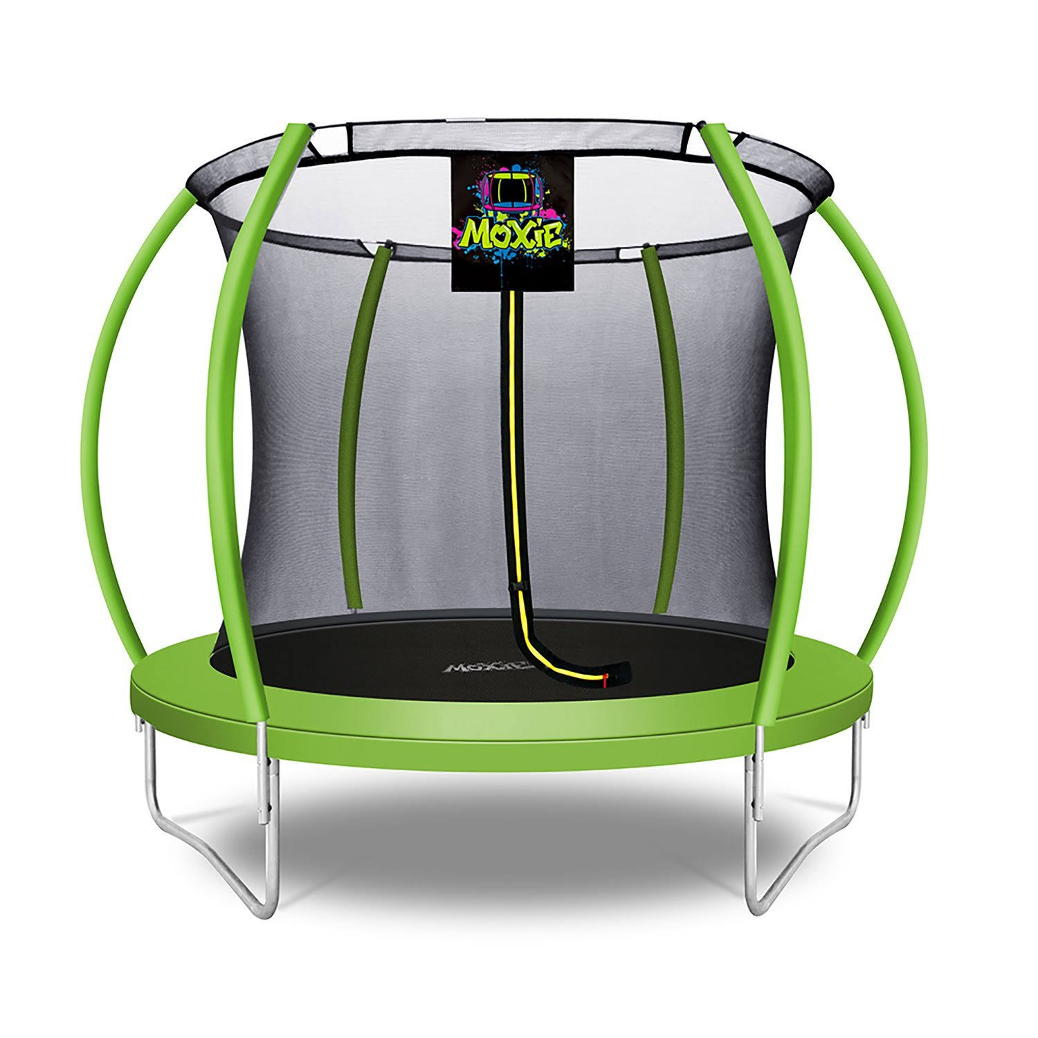 Moxie Pumpkin-Shaped Outdoor Trampoline Set with Premium Top-Ring Frame Safety Enclosure, 8 FT