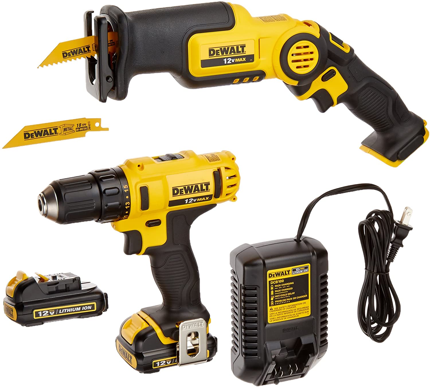 DEWALT DCK212S2 12-Volt MAX Drill Driver and Reciprocating Saw Kit