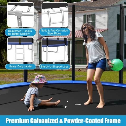 8/10/12/14/15/16 Feet Outdoor Trampoline Bounce Combo with Safety Closure Net Ladder by Costway, 10ft