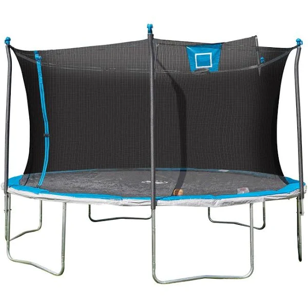 Bounce Pro 14ft Trampoline and Enclosure with Basketball Hoop, Blue