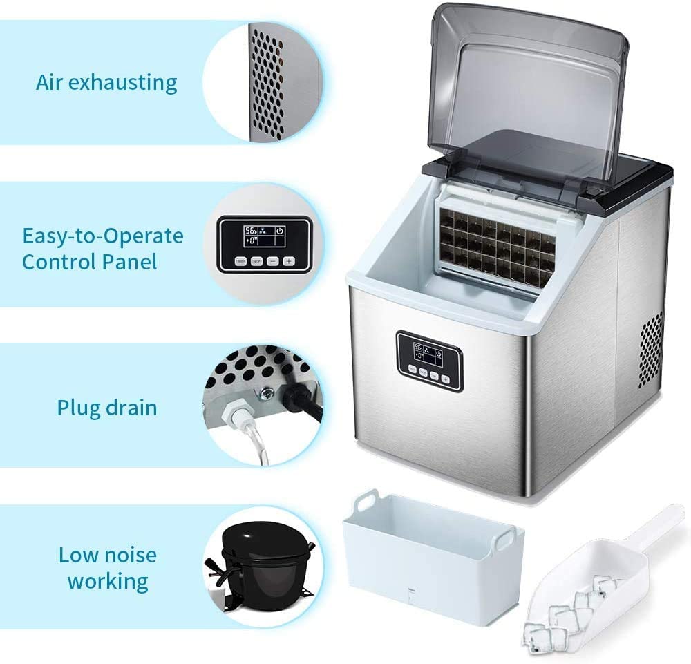 AGLUCKY Portable Ice Maker - Silver