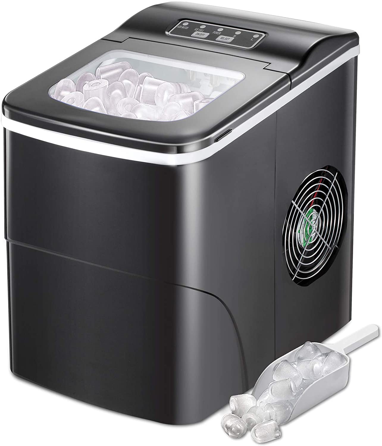 AGLUCKY Compact Automatic Ice Maker - Black