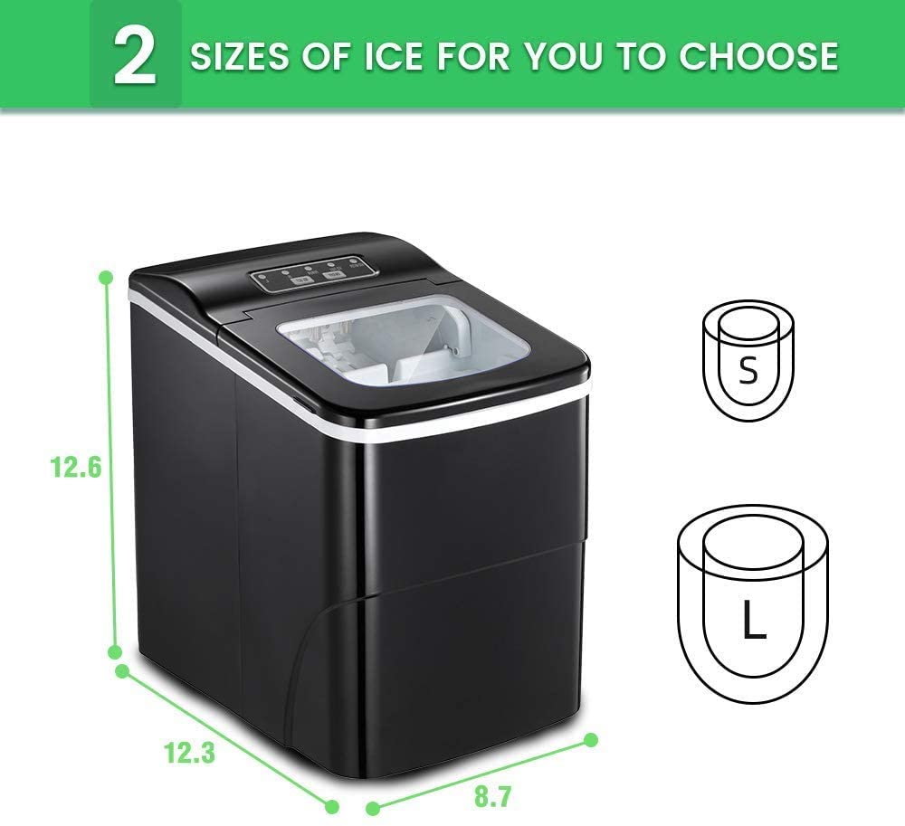 AGLUCKY Compact Automatic Ice Maker - Black