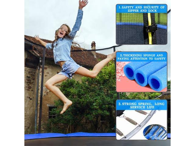 Bestmassage 10 ft Trampoline with Enclosure Net Outdoor Fitness Trampoline PVC Spring Cover