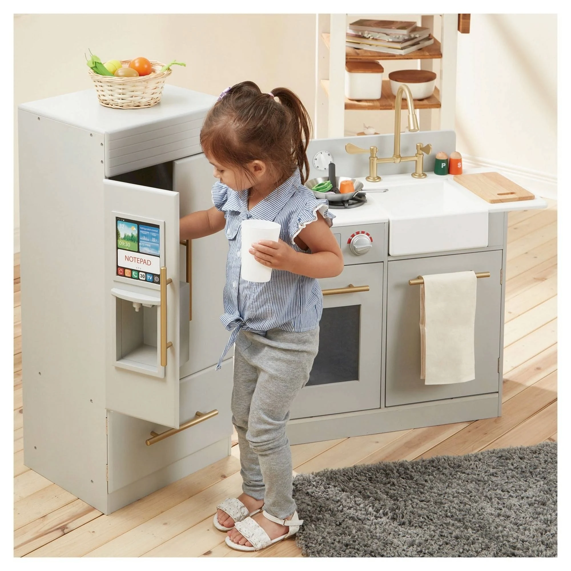 Teamson Kids Little Chef Chelsea Modern Play Kitchen, Silver Grey