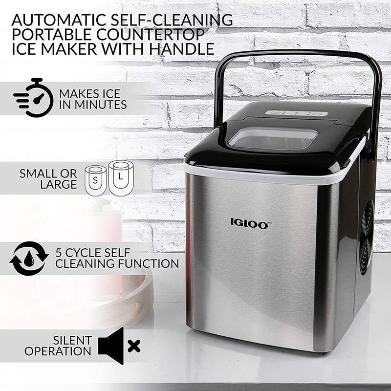 Igloo ICEB26HNSS Automatic Self-Cleaning Portable Electric Countertop Ice Maker Machine