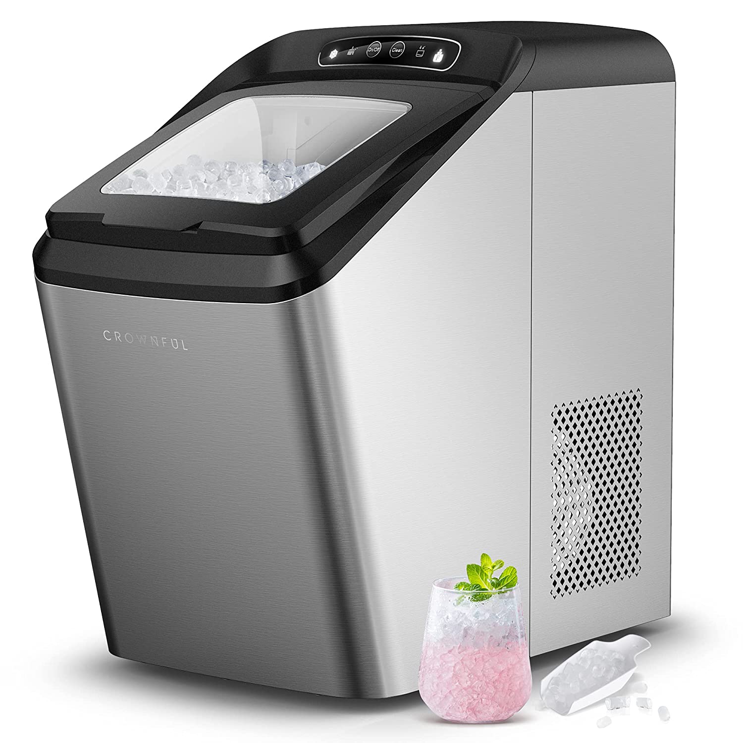 CROWNFUL Nugget Ice Maker Portable Countertop Machine