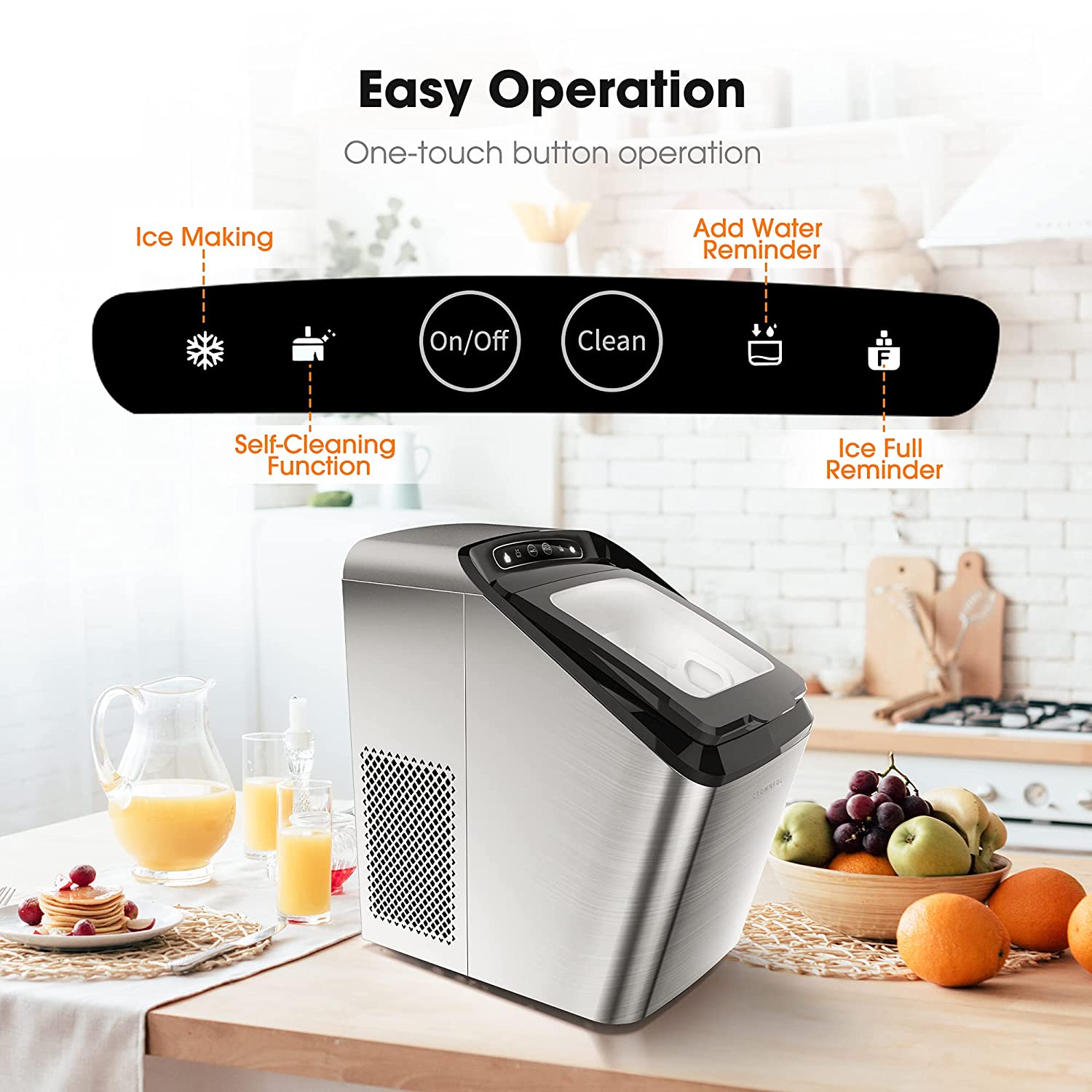 CROWNFUL Nugget Ice Maker Portable Countertop Machine