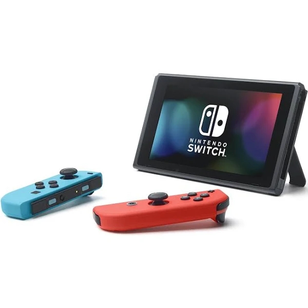 Nintendo Switch with Neon Blue and Neon Red Joy-Con