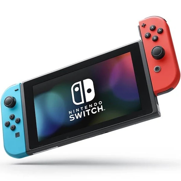 Nintendo Switch with Neon Blue and Neon Red Joy-Con