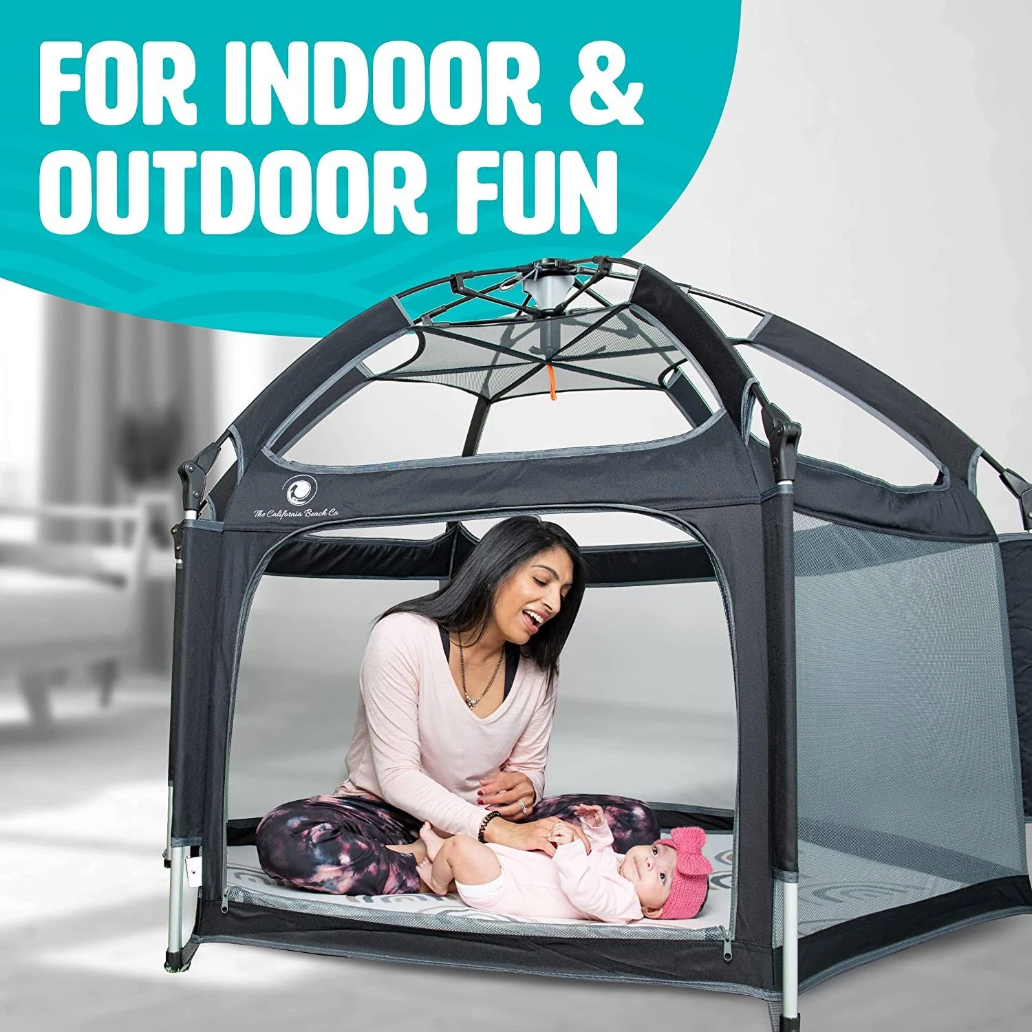 Pop N’ Go Portable Play Yard | World’s Best Indoor/Outdoor Playpen for Kids & Toddlers | Black | The California Beach Co.