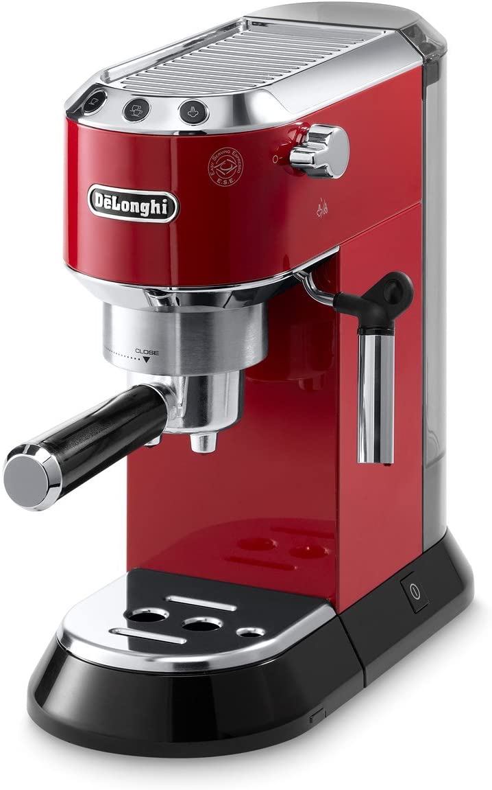 Delonghi EC680R DEDICA 15-Bar Pump Espresso Machine, Red