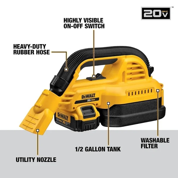 DeWalt DCV517M1 20V MAX* 1/2 Gallon Wet/Dry Portable VAC Kit