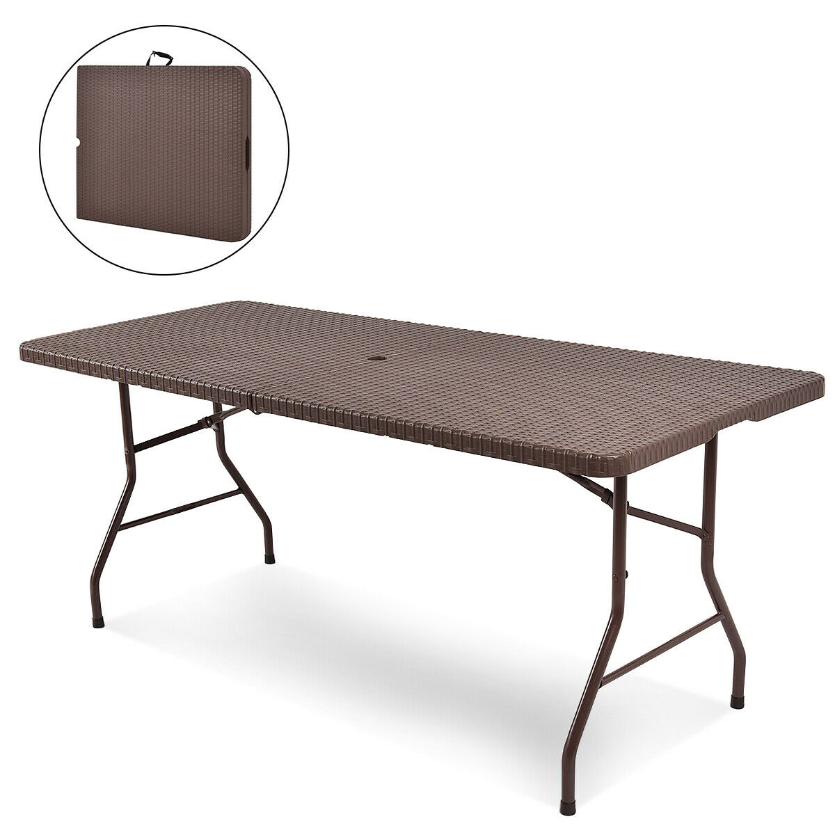 Wayzata Portable Folding Rattan Table Sol 72 Outdoor