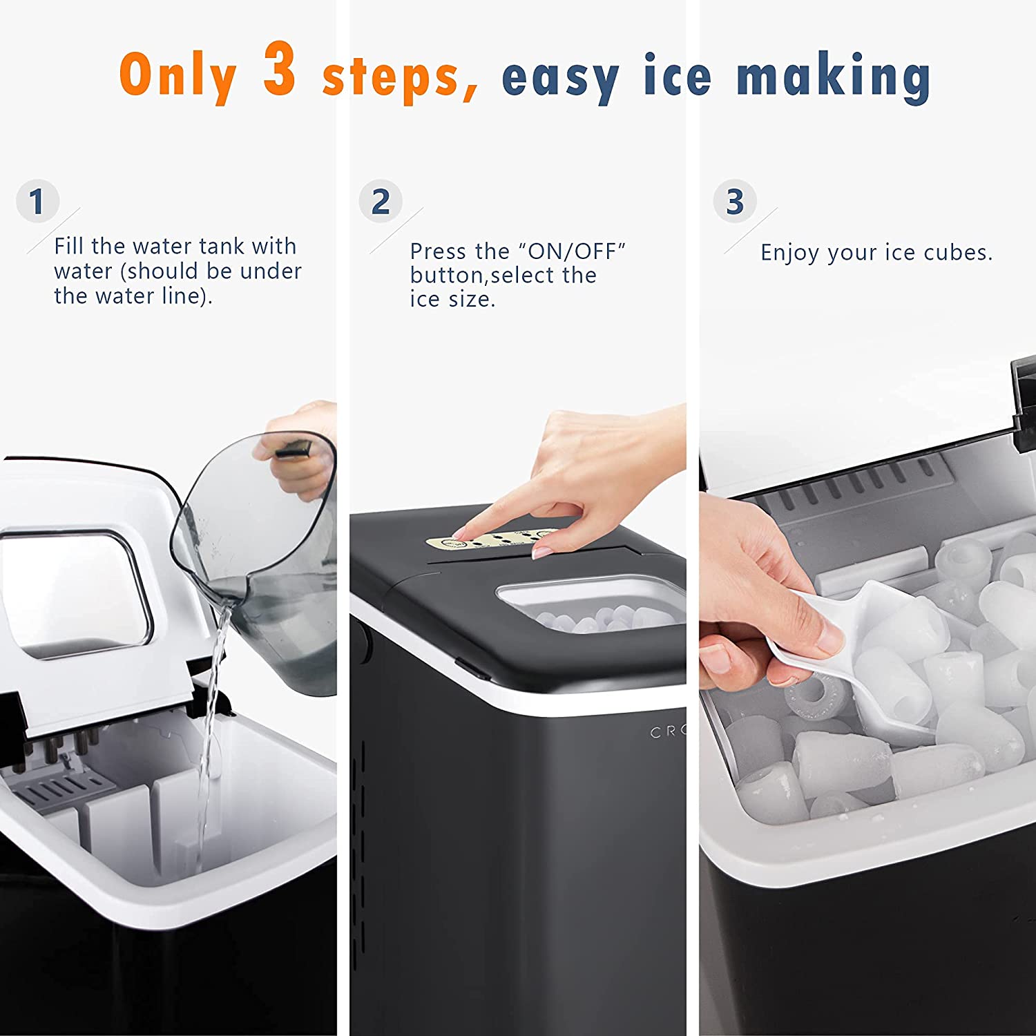 CROWNFUL Ice Maker Machine - Black