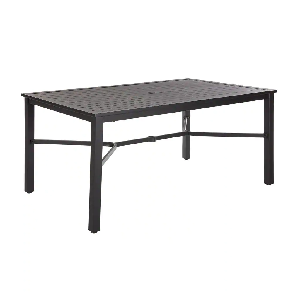 StyleWell Mix and Match Black Rectangle Metal Outdoor Patio Dining Table with Slat Top FTS70660C-BLK