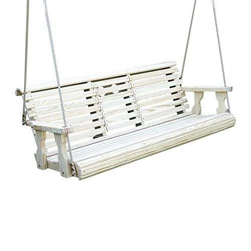Porchgate Amish Heavy Duty 800 lb Rollback Console Treated Porch Swing with Hanging Ropes (Unfinished)