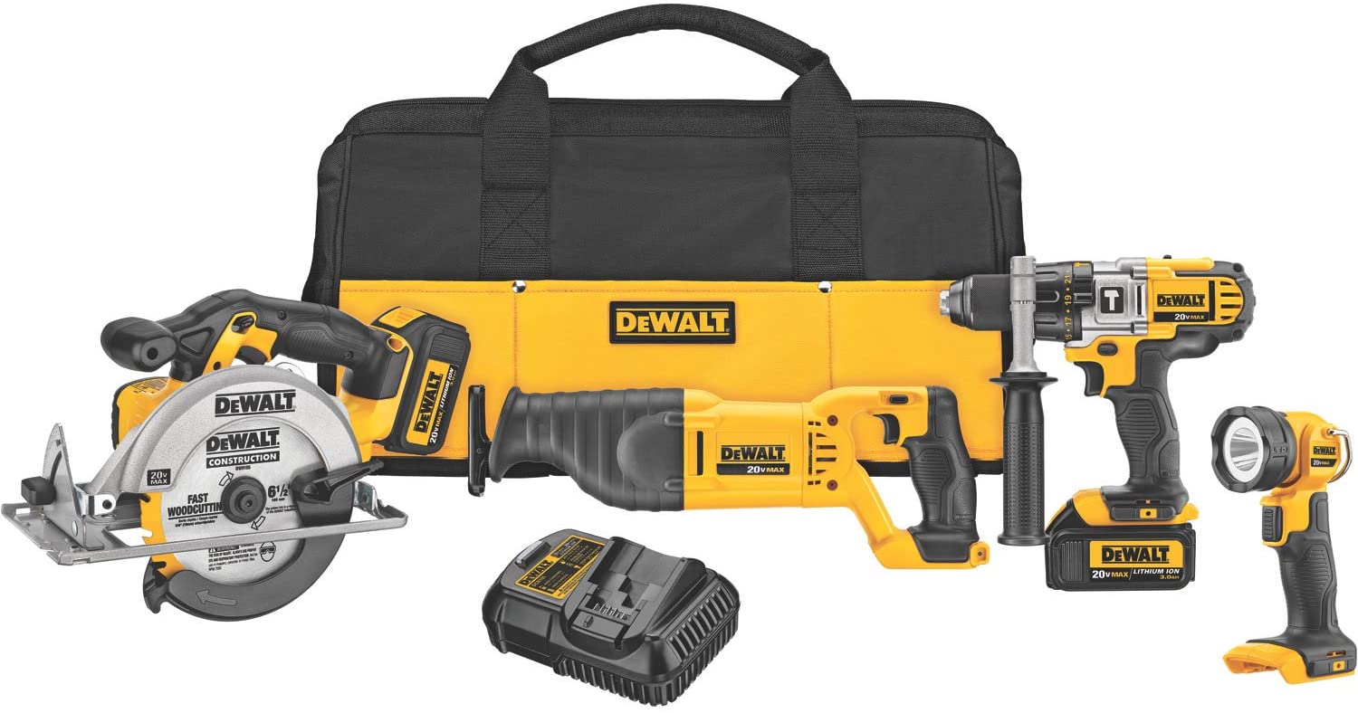 DEWALT 20V MAX Cordless Drill Combo Kit, 3.0-Ah, 4-Tool (DCK491L2)