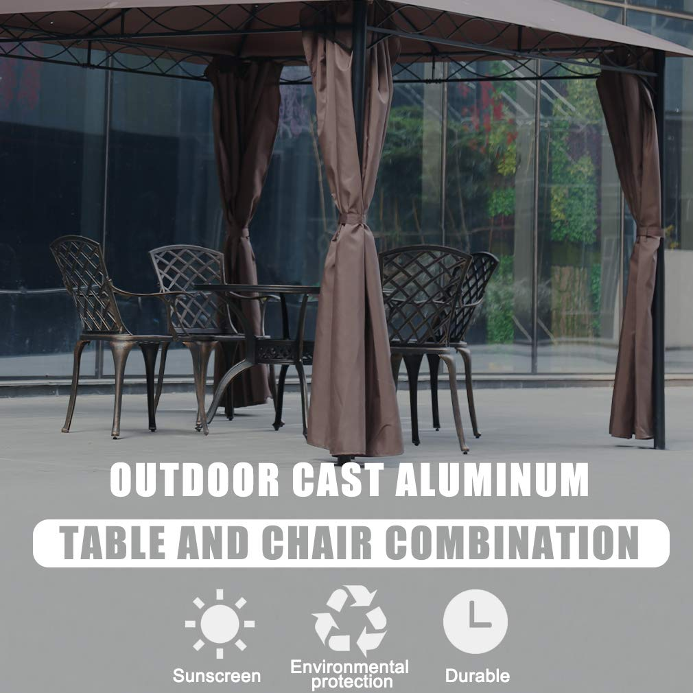 Patio Table Patio Dining Table Outdoor Dining Table Wrought Iron Patio Furniture Outdoor Table Weather Resistant, Black