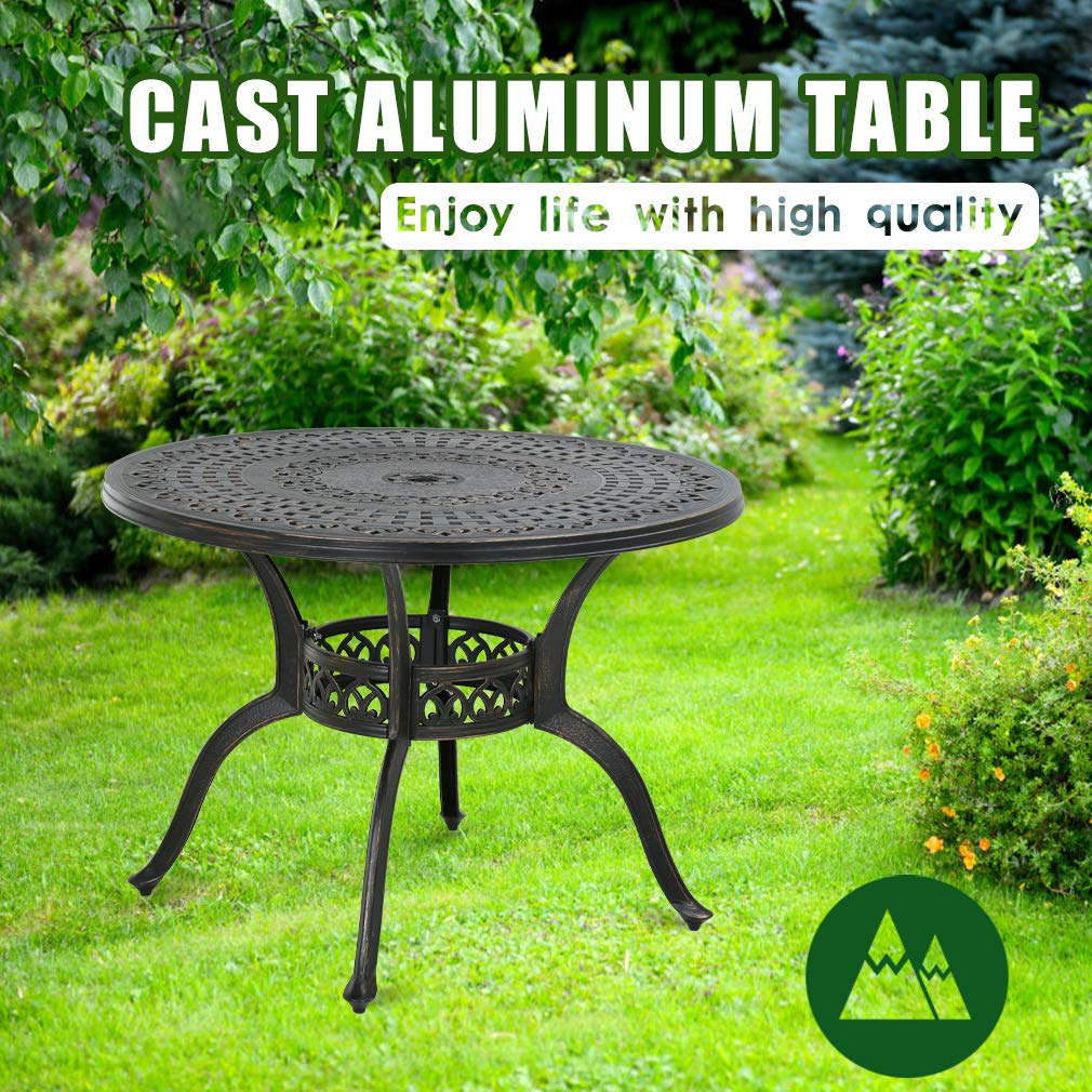 Patio Table Patio Dining Table Outdoor Dining Table Wrought Iron Patio Furniture Outdoor Table Weather Resistant, Black