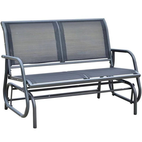 Outsunny 48″ Freestanding Patio Glider Bench  C Dark Gray