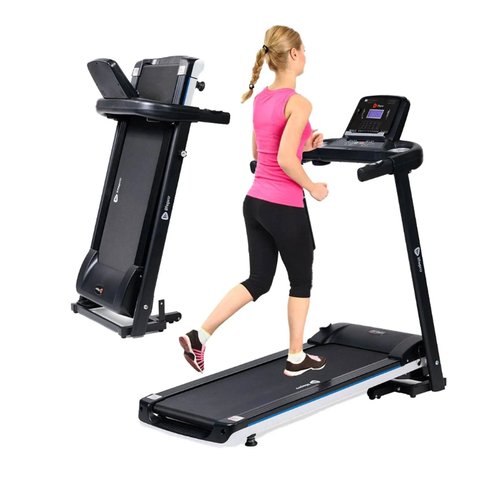 Lifepro Swift Foldable Compact Running Treadmill, Black