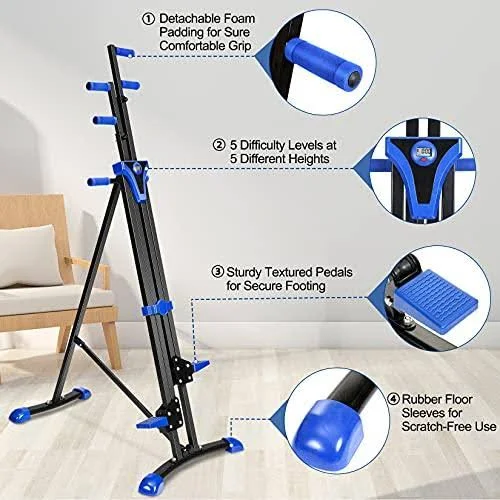 Hurbo Vertical Climber Home Gym Exercise Folding Climbing Machine Exercise Bike for Home Body Trainer Stepper Cardio Workout