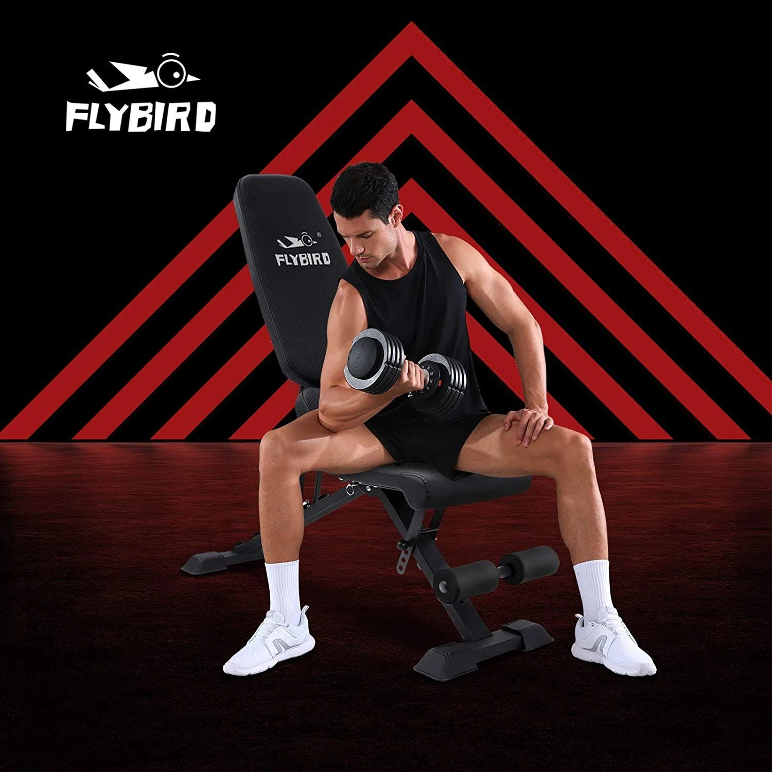 FLYBIRD Adjustable Bench,Utility Weight Bench for Full Body Workout- Multi-Purpose Foldable Incline/Decline Bench Gray