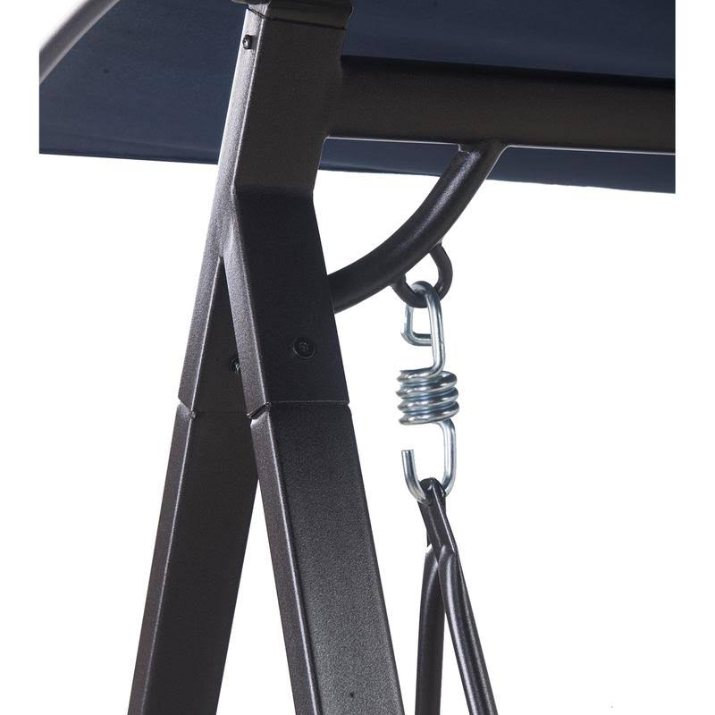 Living Accents 3 Person Black Steel Swing with Tables Blue