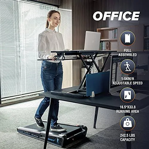 Egofit Walker Pro Small Under Desk Electric Treadmill Walking Machine, with LED Display, Remote Control and APP Control- Gray