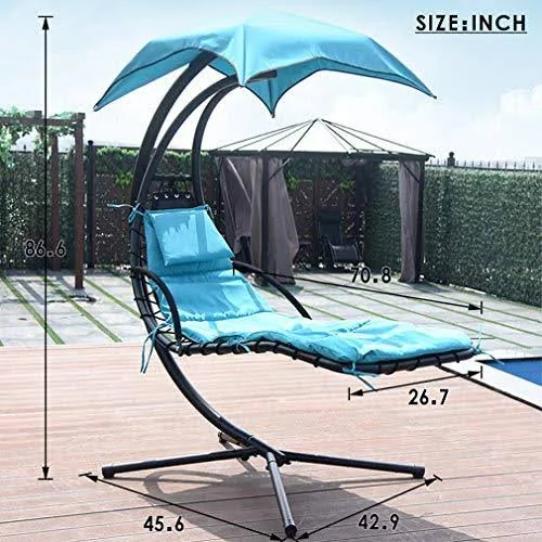 FDW Patio Chair Hanging Chaise Lounger, Blue